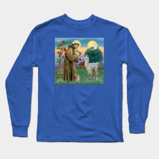 Saint Francis Blesses a Baby Llama Long Sleeve T-Shirt